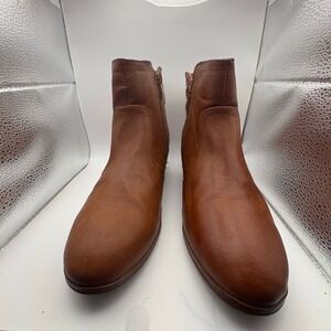 Life Step New York Womens Cognac Brown Buckle Ankle Boots Low Block Heel Size 8